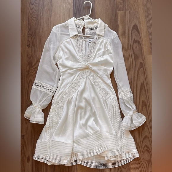 Self Portrait Satin White Mini Dress - Picture 1 of 3